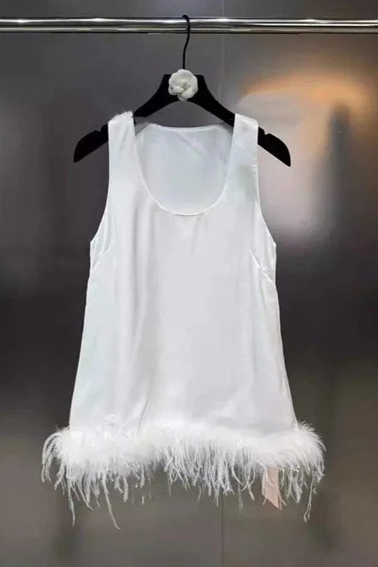 Teonclothingshop Fashion women's tank tops made of feathers