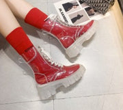 Teonclothingshop Fashion women's transparent lace-up boots 2023 autumn winter