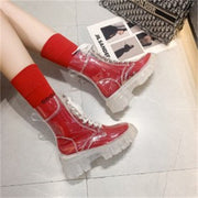 Teonclothingshop Fashion women's transparent lace-up boots 2023 autumn winter