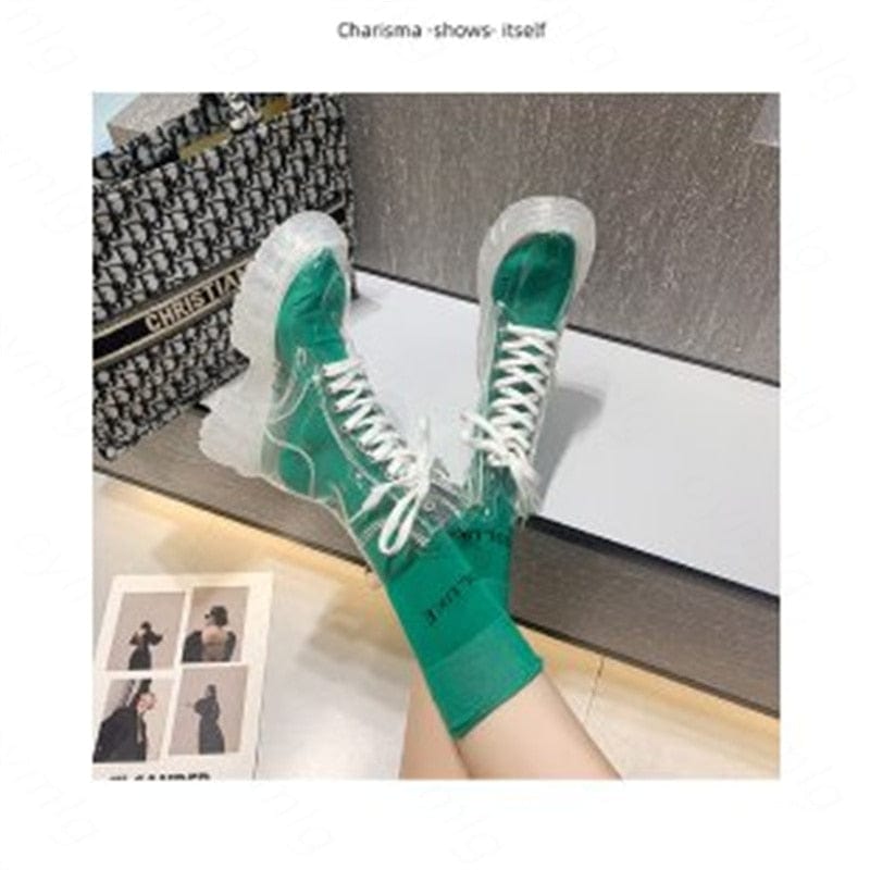 Teonclothingshop Fashion women's transparent lace-up boots 2023 autumn winter