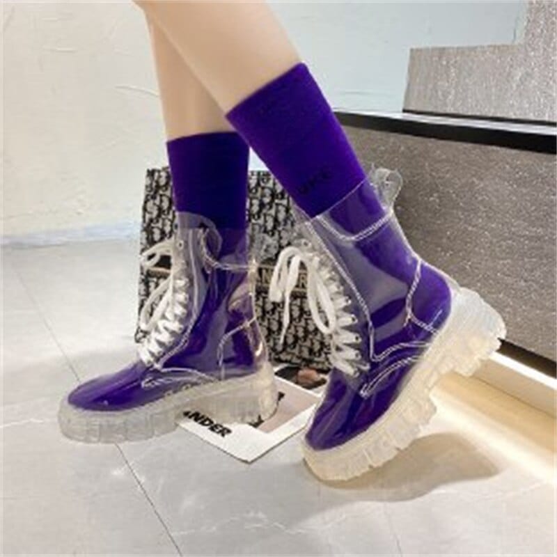 Teonclothingshop Fashion women's transparent lace-up boots 2023 autumn winter