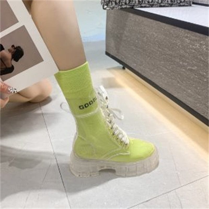 Teonclothingshop Fashion women's transparent lace-up boots 2023 autumn winter