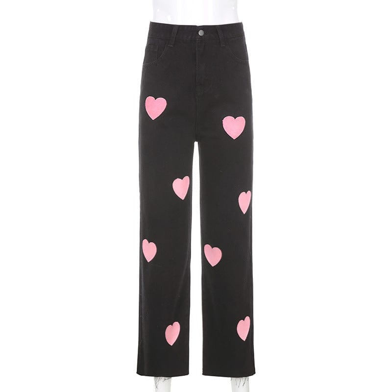 Teonclothingshop Fashionable love printed jeans