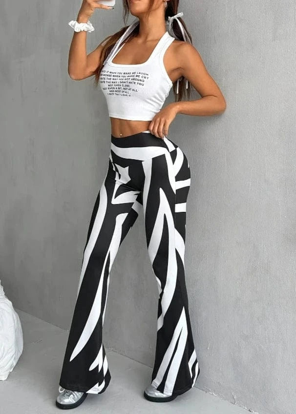 Teonclothingshop Fashionable Printed Flare Pants