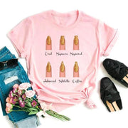 Teonclothingshop 18 / S Fashionable women's short-sleeved t-shirt with drawings on the nails with a cute print