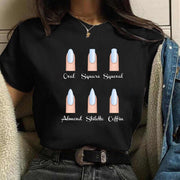 Teonclothingshop 5 / S Fashionable women's short-sleeved t-shirt with drawings on the nails with a cute print