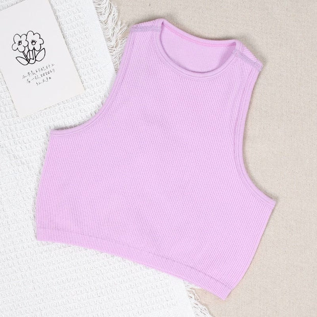 Teonclothingshop Pink / S Fitness Yoga Bra Sports Crop Tops Seamless Ribbed Sports Bras