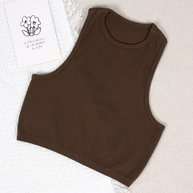 Teonclothingshop Coffee / S Fitness Yoga Bra Sports Crop Tops Seamless Ribbed Sports Bras
