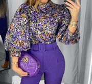 Teonclothingshop Floral Print Lantern Sleeve Top  Womens Tops and Blouses