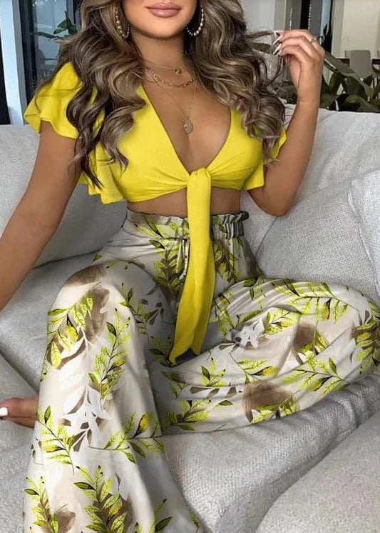 Teonclothingshop Floral Print Two-Piece Outfit for Women