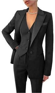 Teonclothingshop Formal Women's Black Blazer Set - 3 Piece Fashion Suit for Business and Special Occasions