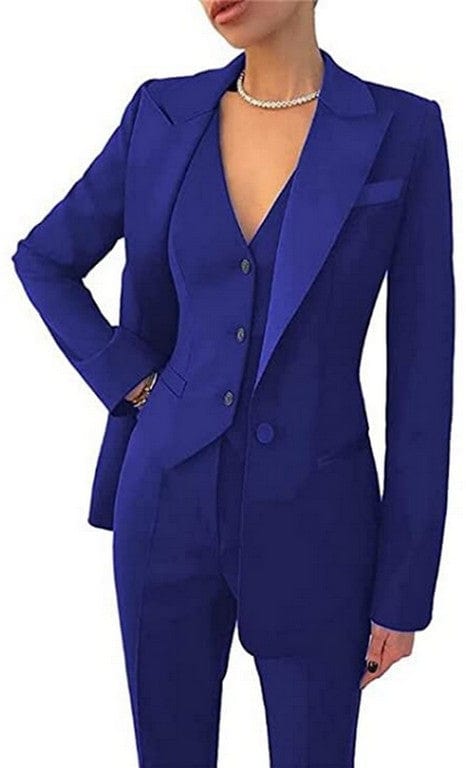 Teonclothingshop Formal Women's Black Blazer Set - 3 Piece Fashion Suit for Business and Special Occasions