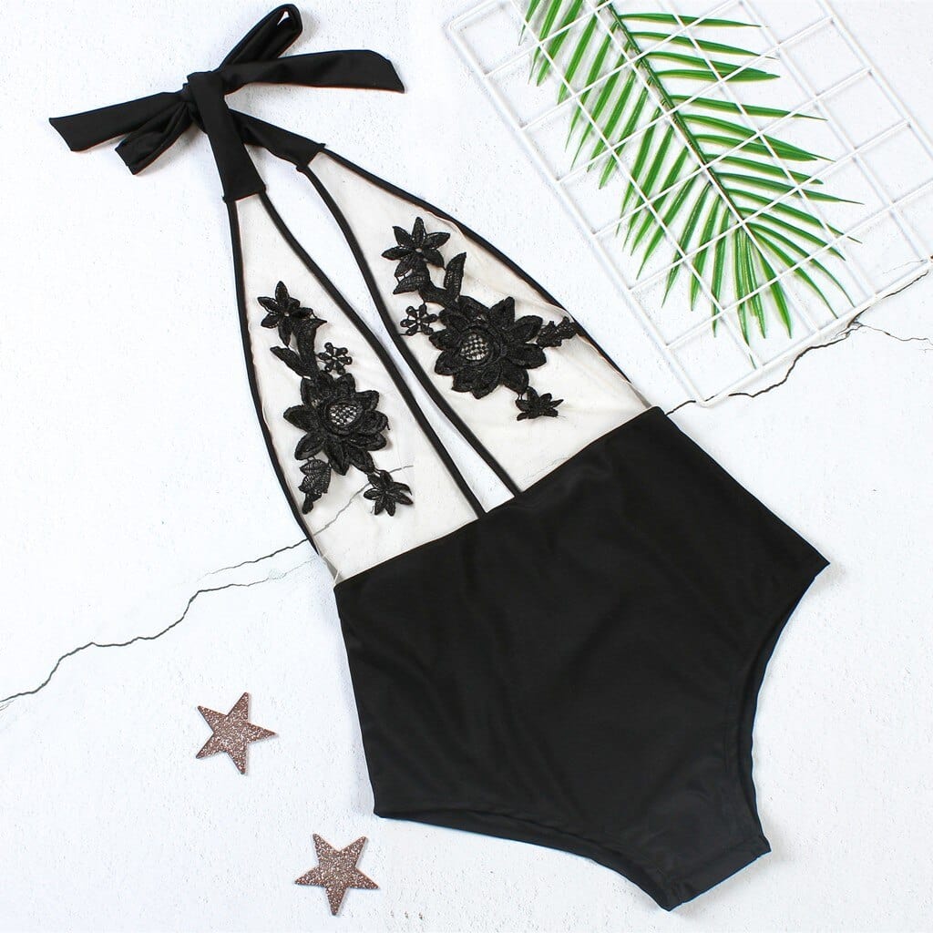 Teonclothingshop Get ready to turn heads with our Rose Embroidery Mesh Bikini