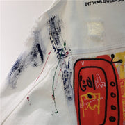 Teonclothingshop Get Streetwear-Ready with our Hand Painted Character Graffiti Women's Denim Jacket