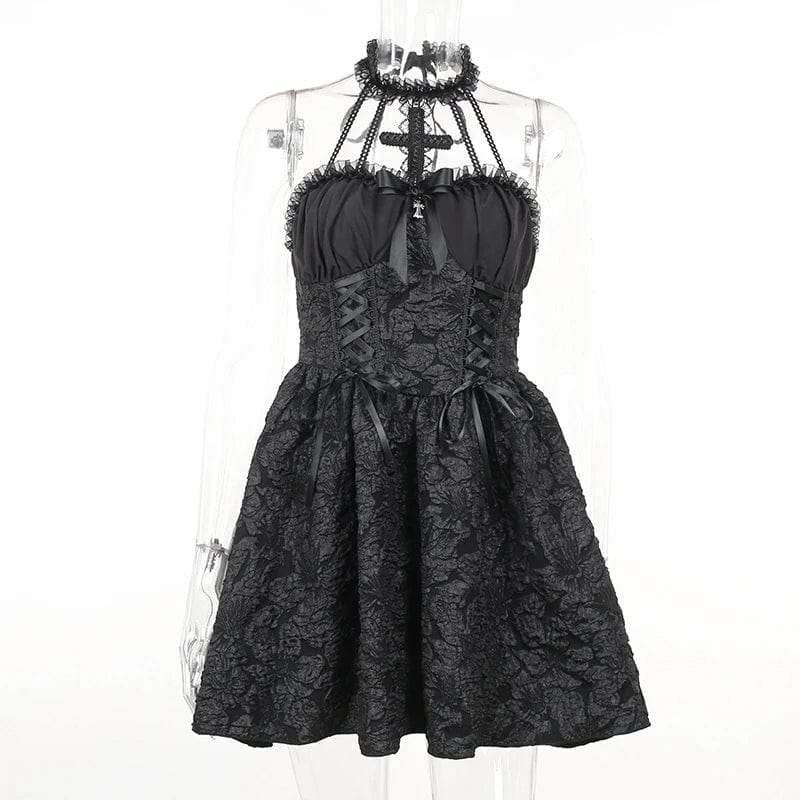 Teonclothingshop Goth Dark Mall Gothic Emo Jacquard A-line Dresses