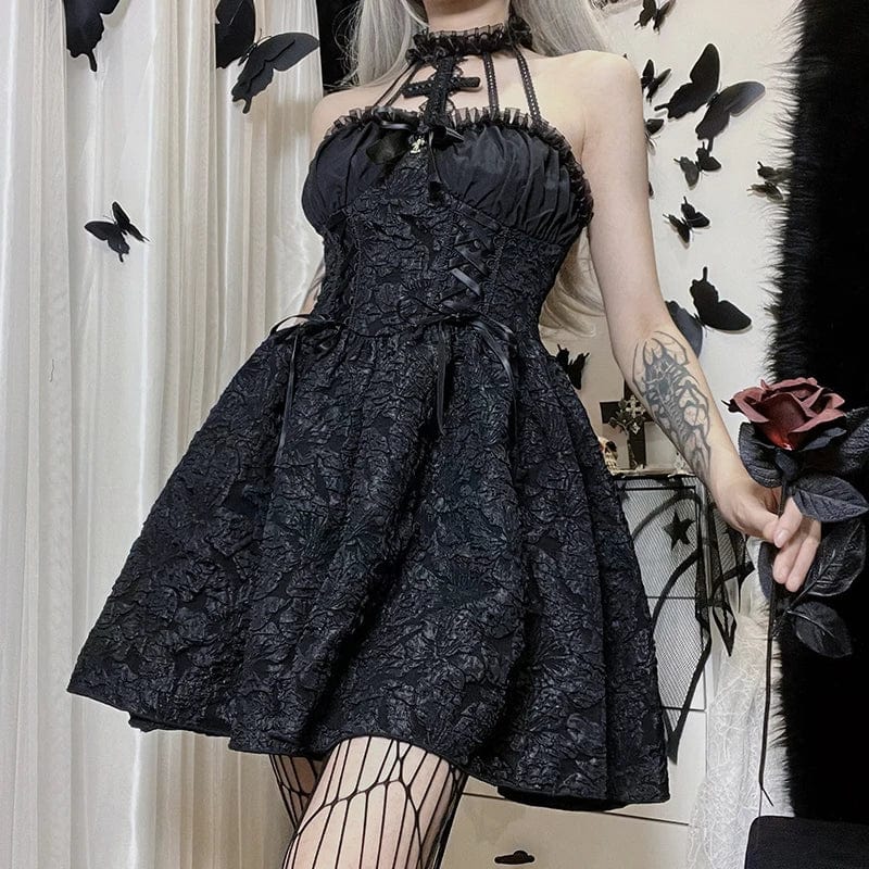 Teonclothingshop Goth Dark Mall Gothic Emo Jacquard A-line Dresses