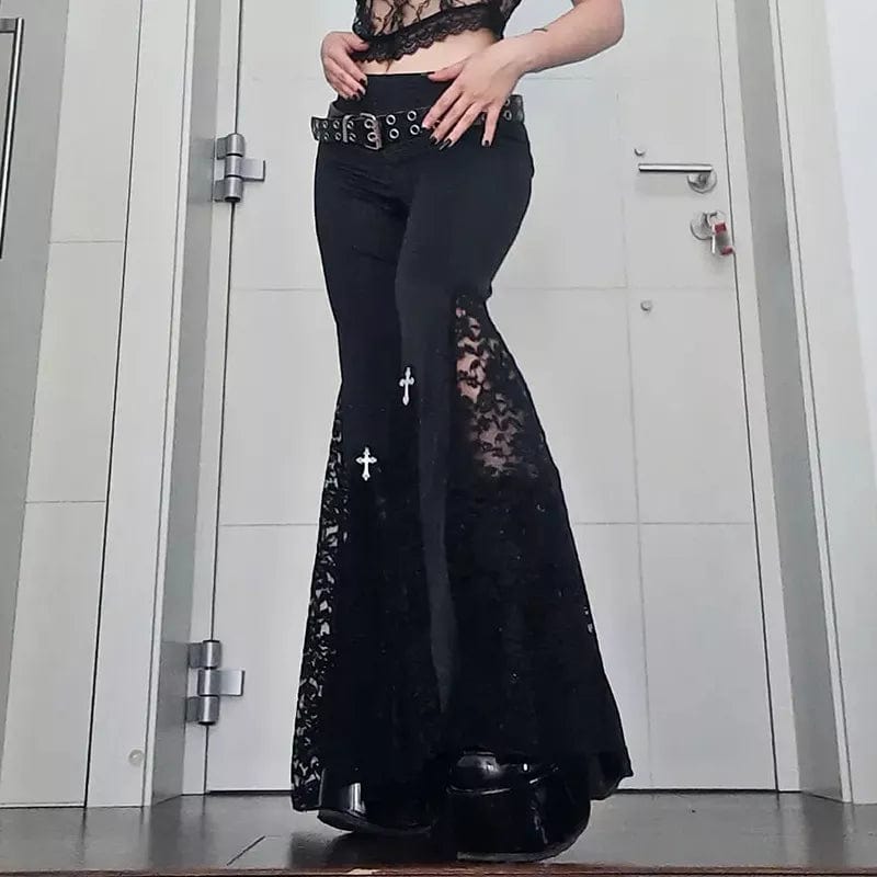 Teonclothingshop Goth Mall wide leg lace pants