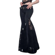 Teonclothingshop black / S Goth Mall wide leg lace pants
