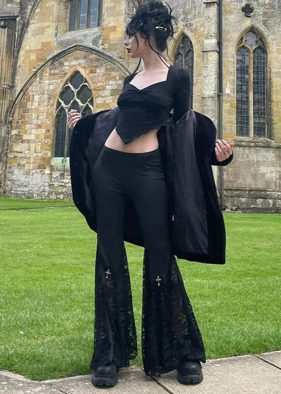 Teonclothingshop Goth Mall wide leg lace pants