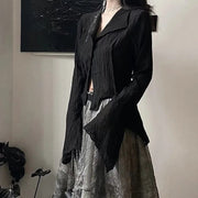 Teonclothingshop Gothic Black Yamamoto Style Blouse Shirt for Women