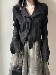Teonclothingshop Gothic Black Yamamoto Style Blouse Shirt for Women