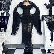 Teonclothingshop Gothic classic lace blouse with batwing sleeves