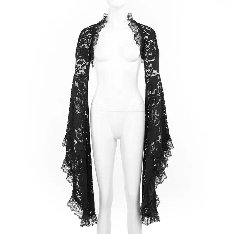 Teonclothingshop Gothic classic lace blouse with batwing sleeves