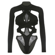 Teonclothingshop Gothic jumpsuit with a high collar and long sleeves