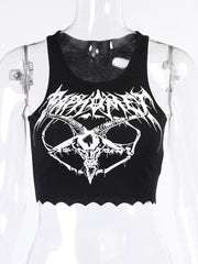 Teonclothingshop Gothic knitted punk black tank tops