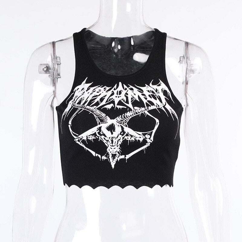 Teonclothingshop Gothic knitted punk black tank tops