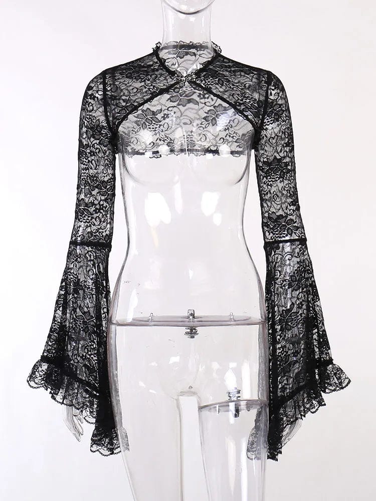 Teonclothingshop Gothic lace transparent tops