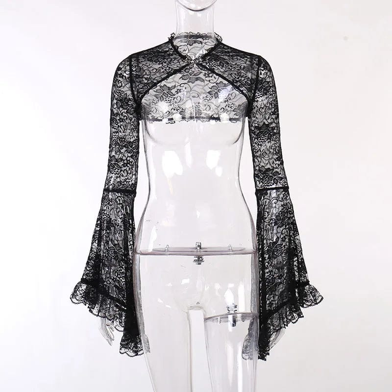 Teonclothingshop Gothic lace transparent tops