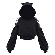 Teonclothingshop Gothic Punk Women's Long Sleeve Cat Ears Hoodies