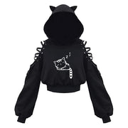 Teonclothingshop Gothic Punk Women's Long Sleeve Cat Ears Hoodies