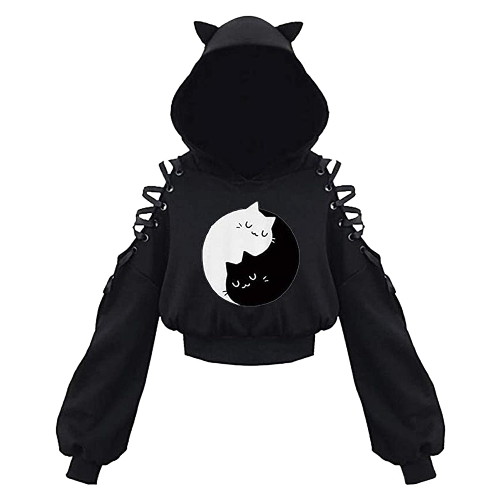 Teonclothingshop Gothic Punk Women's Long Sleeve Cat Ears Hoodies