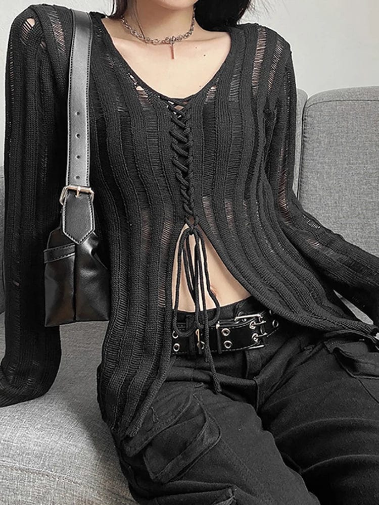 Teonclothingshop Gothic transparent bandage blouse