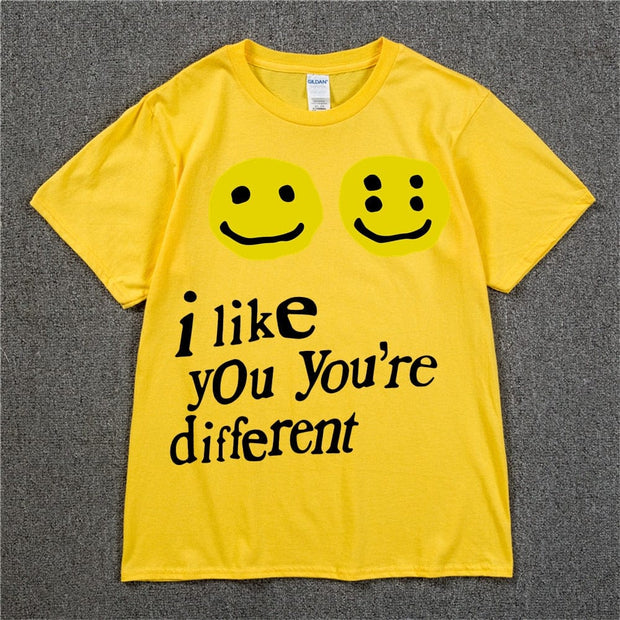Teonclothingshop Yellow 1 / S Graffiti Smile Face Kanye West Hip Hop Streetwear T-shirt