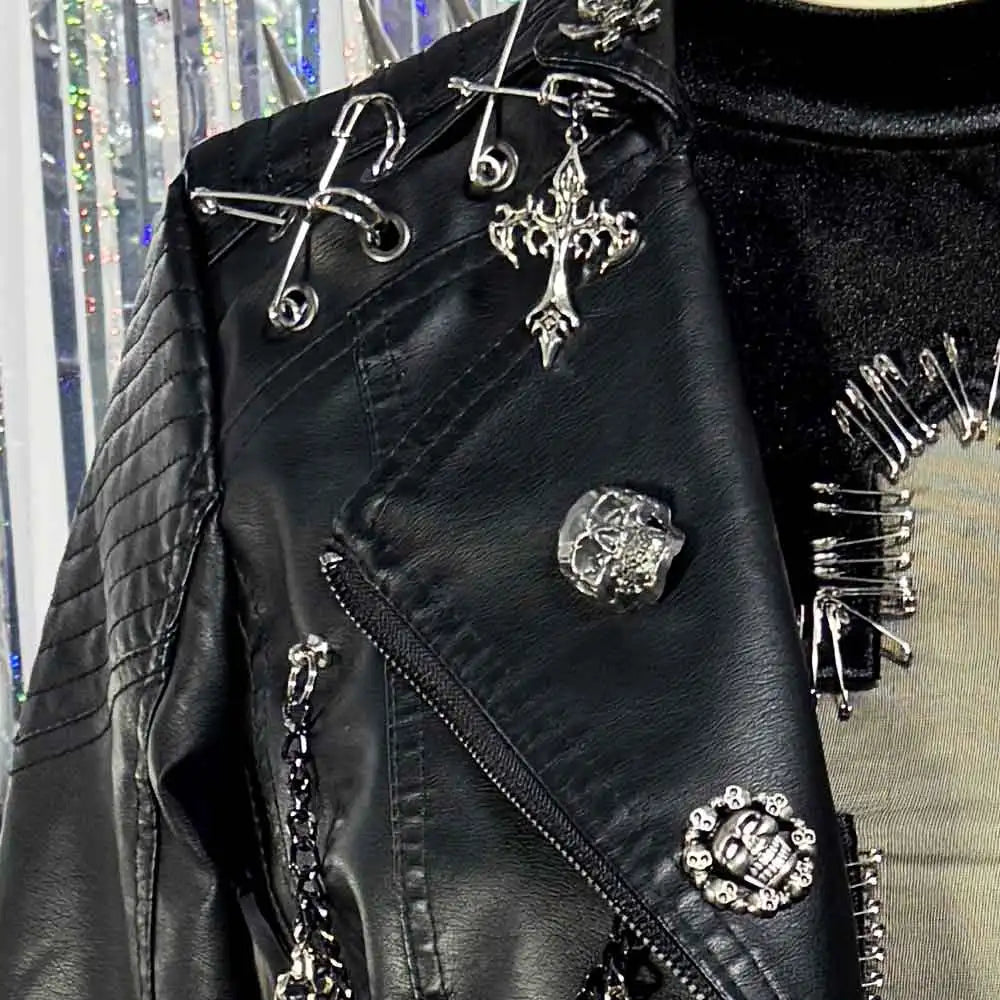 Handmade Gothic Skull Leather Jacket