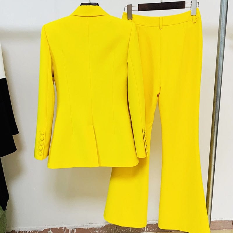 Teonclothingshop HIGH QUALITY 2022 Newest Designer Set Women's One Button Career Jacket Wide Leg Pants Suit