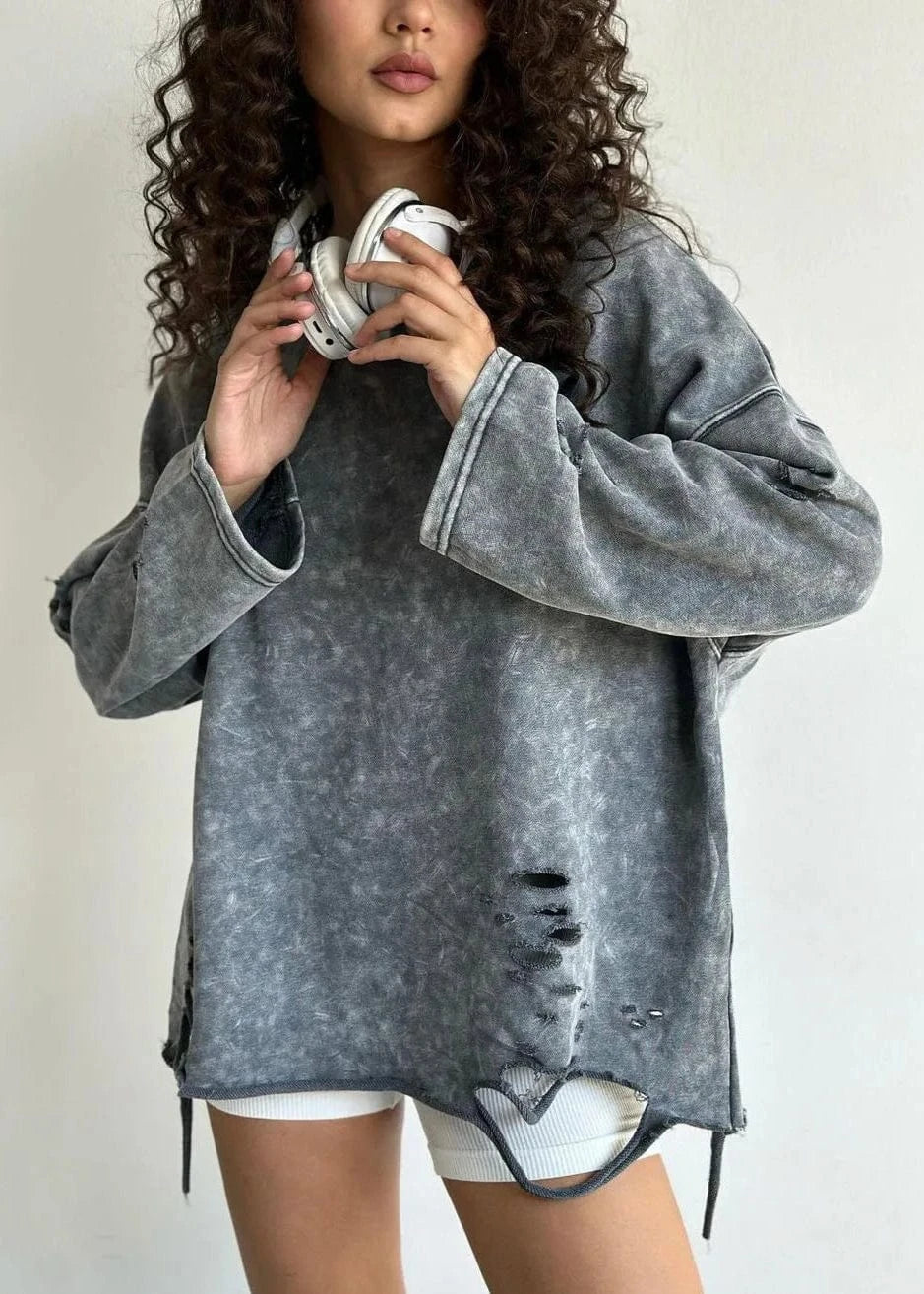 High Street Distressed and Ripped Pullover