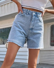 Teonclothingshop High waist blue denim shorts for women