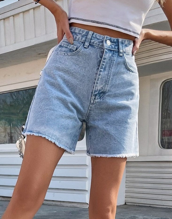 Teonclothingshop High waist blue denim shorts for women