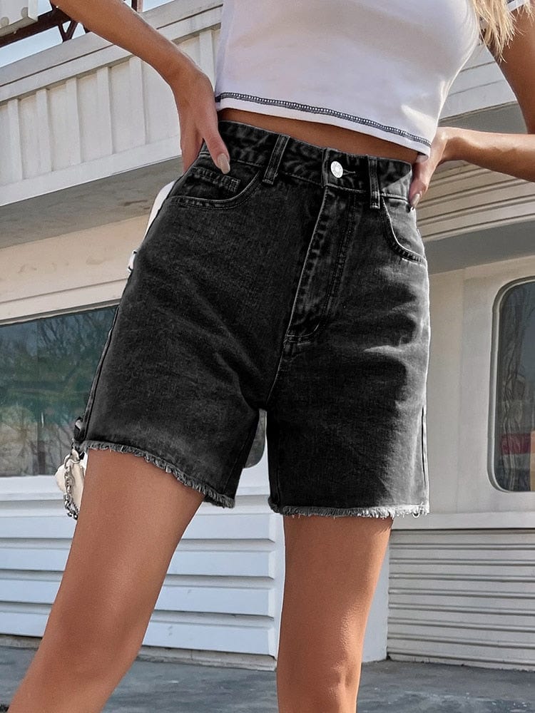 Teonclothingshop High waist blue denim shorts for women