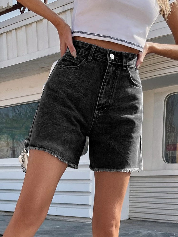 Teonclothingshop Black / XS High waist blue denim shorts for women