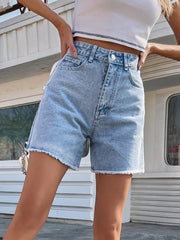 Teonclothingshop High waist blue denim shorts for women