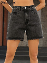 Teonclothingshop High waist blue denim shorts for women