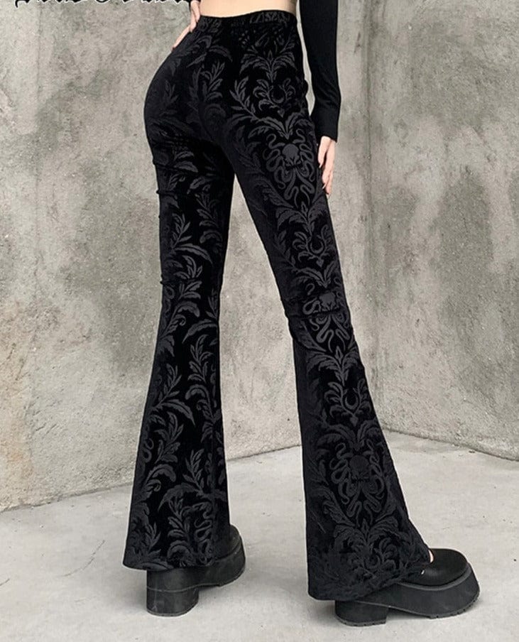 Teonclothingshop High Waist Flare Pants Gothic Aesthetic Punk Women's High Waist Pants