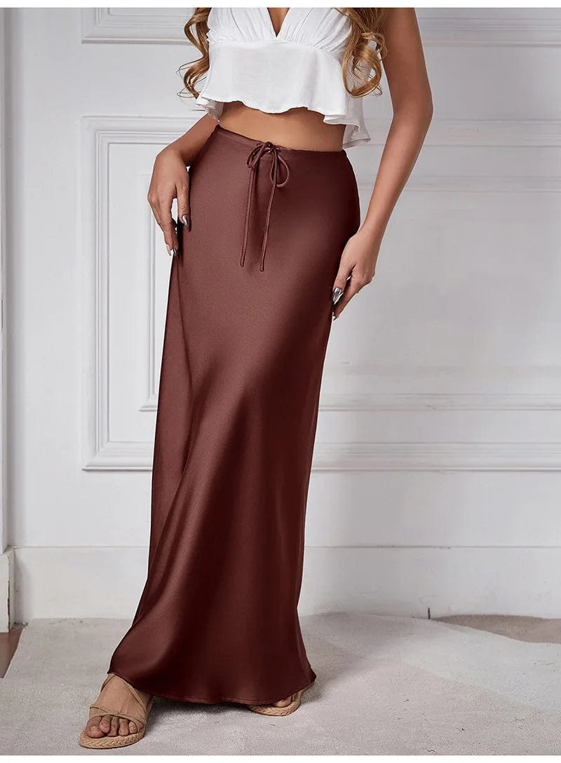 Teonclothingshop High Waist Long Satin Skirts For Women