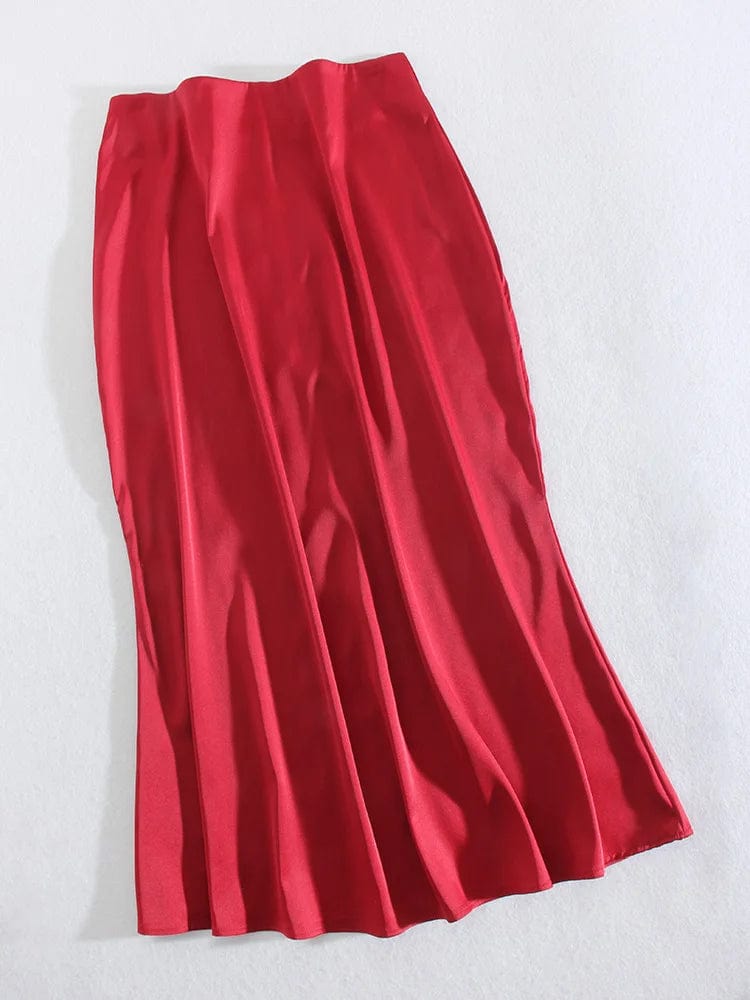 Teonclothingshop High Waist Satin Skirts For Women