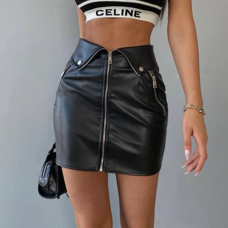 Teonclothingshop High-waist skirt made of PU leather